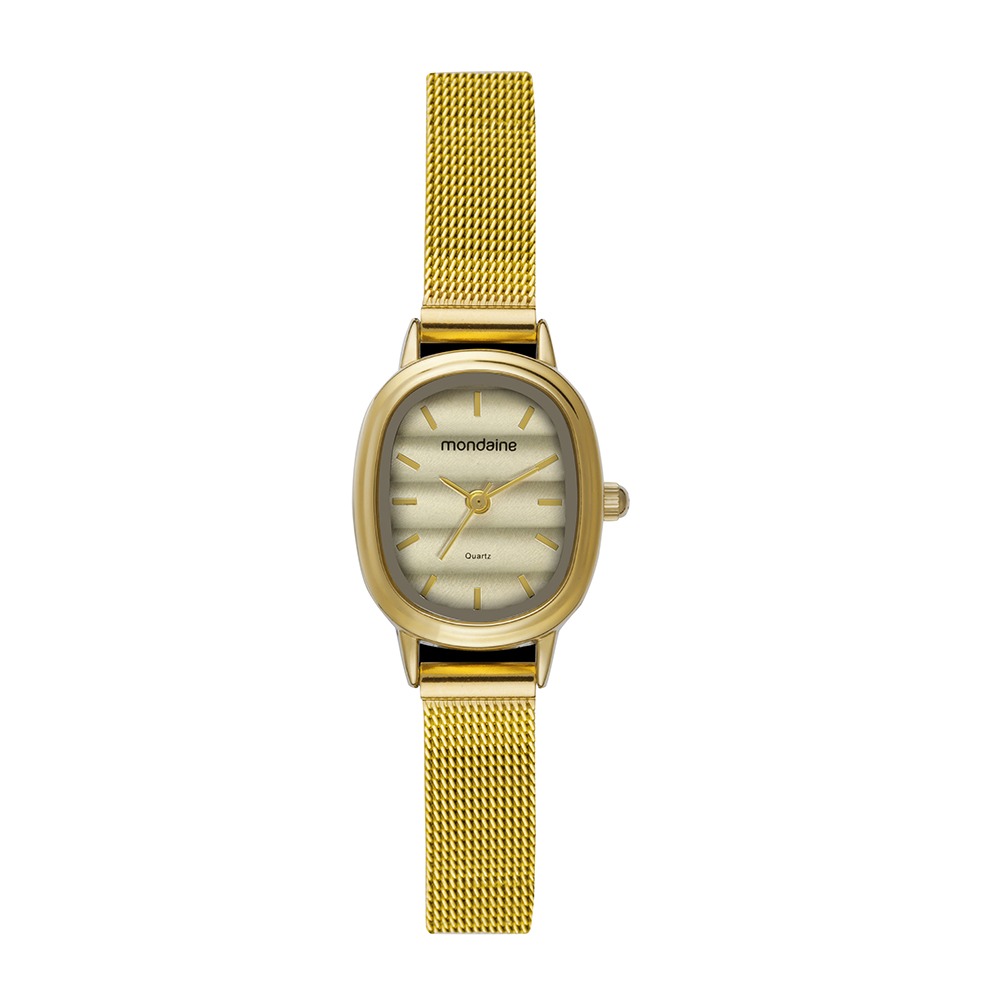 Kit Relógio Mondaine Feminino Dourado com Pulseira Riviera