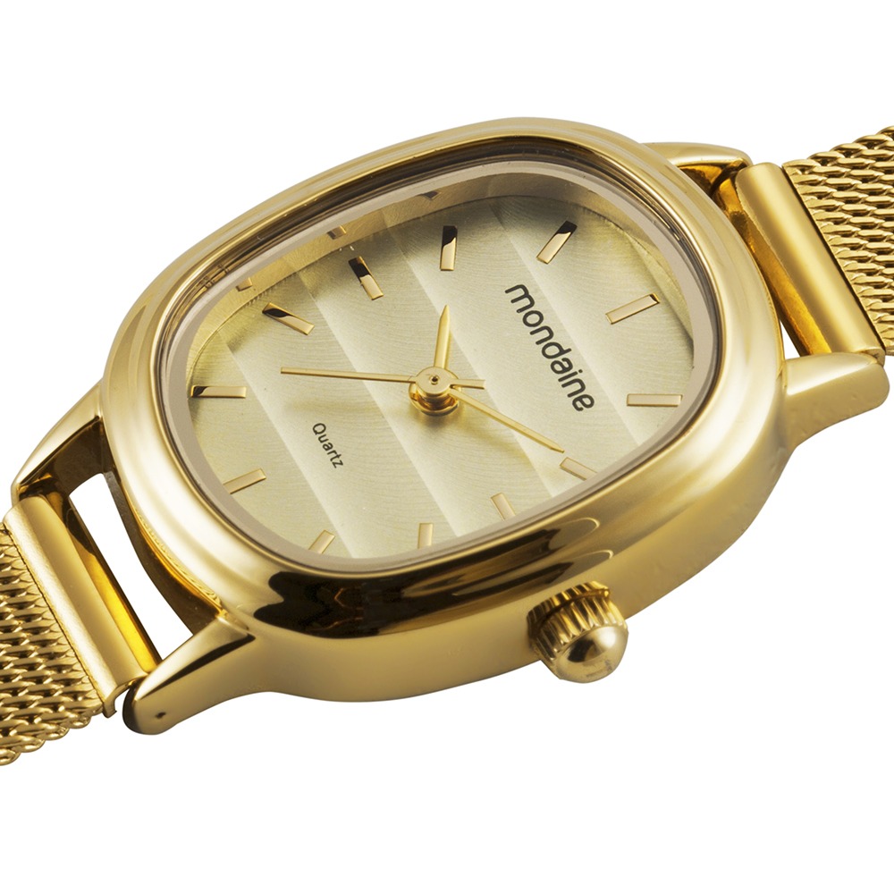 Kit Relógio Mondaine Feminino Dourado com Pulseira Riviera
