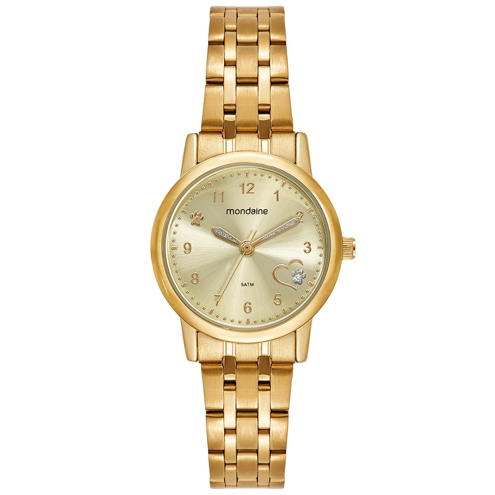 Kit Relógio Mondaine Feminino Dourado com Pulseira