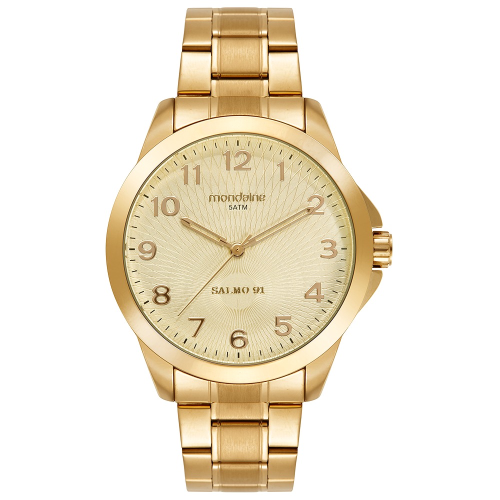 99843GPMKDE1 Kit Relógio Mondaine Masculino Dourado Salmo 91