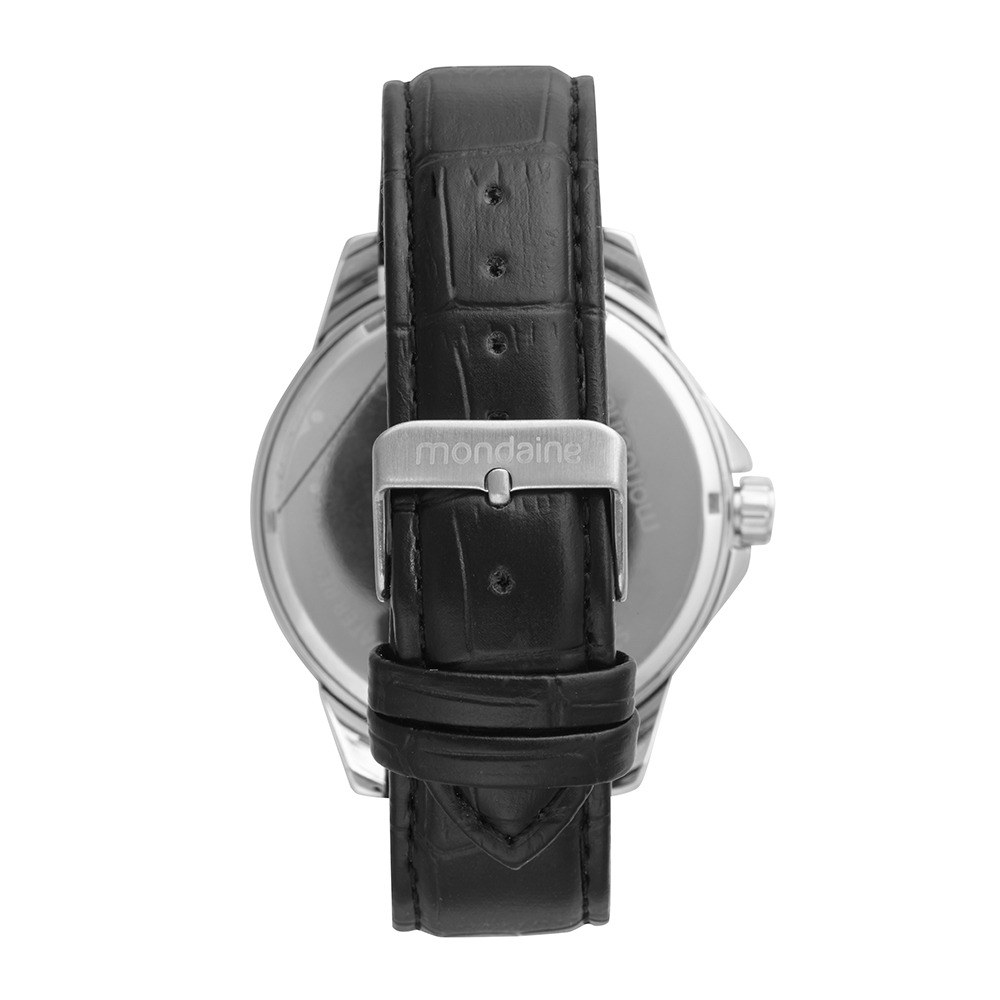 32577G0MVNH2 Kit Relógio Mondaine Masculino Couro Preto com Carteira
