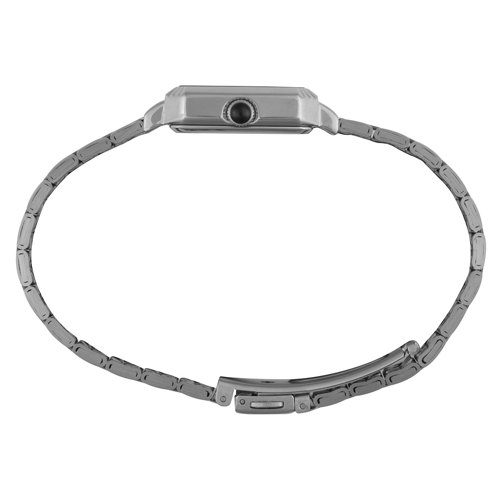 Relógio Feminino Quadrado Prata Aço Troca de Pulseira