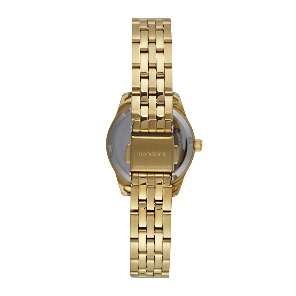 Kit Relógio Feminino Madrepérola Dourado Com Porta-Joias