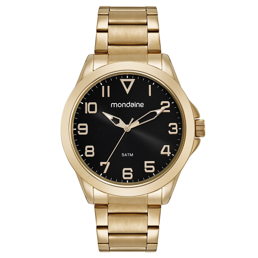 32605GPMVDE1 Kit Relógio Mondaine Masculino Social Dourado com Caneta