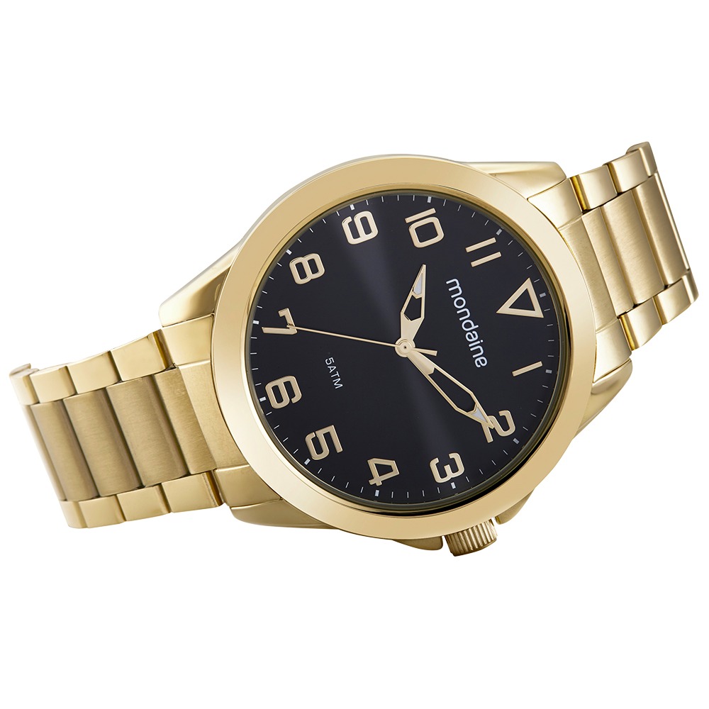 32605GPMVDE1 Kit Relógio Mondaine Masculino Social Dourado com Caneta