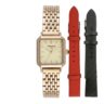 Relógio Feminino Quadrado Dourado Troca de Pulseira