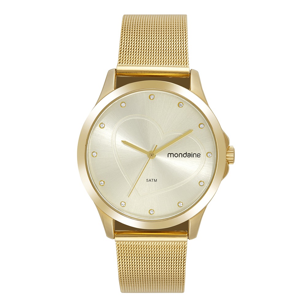Kit Relógio Mondaine Feminino Dourado com Porta-Joias