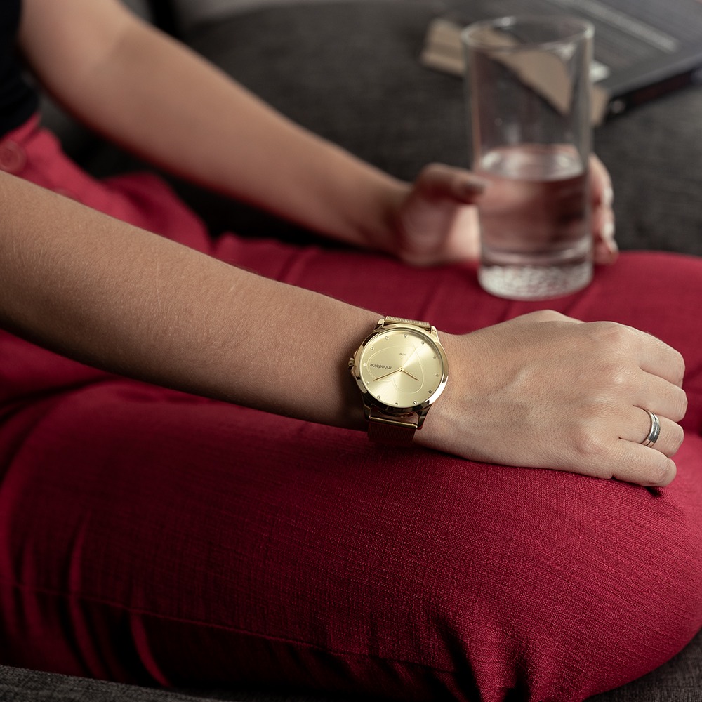 Kit Relógio Mondaine Feminino Dourado com Porta-Joias
