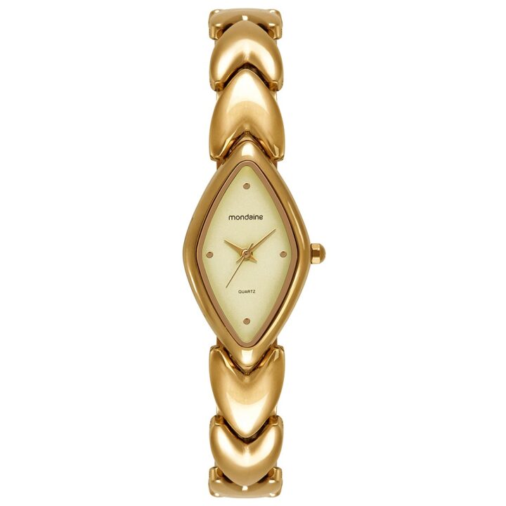 32974LPMVDM1 Relógio Feminino Mondaine Dourado Oval Elegante