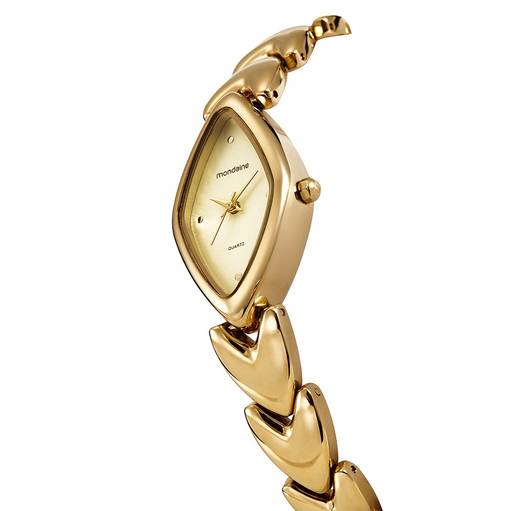 32974LPMVDM1 Relógio Feminino Mondaine Dourado Oval Elegante