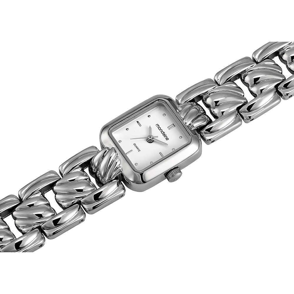 32980L0MVNM2 Relógio Mondaine Feminino Prata Quadrado