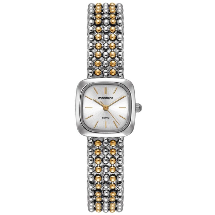32989LPMVBM3 Relógio Mondaine Feminino Bicolor Quadrado Index Prata