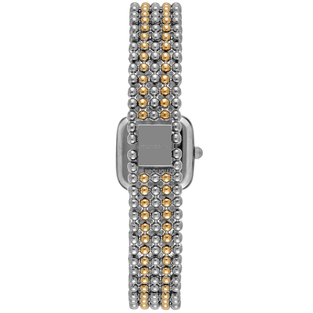 32989LPMVBM3 Relógio Mondaine Feminino Bicolor Quadrado Index Prata