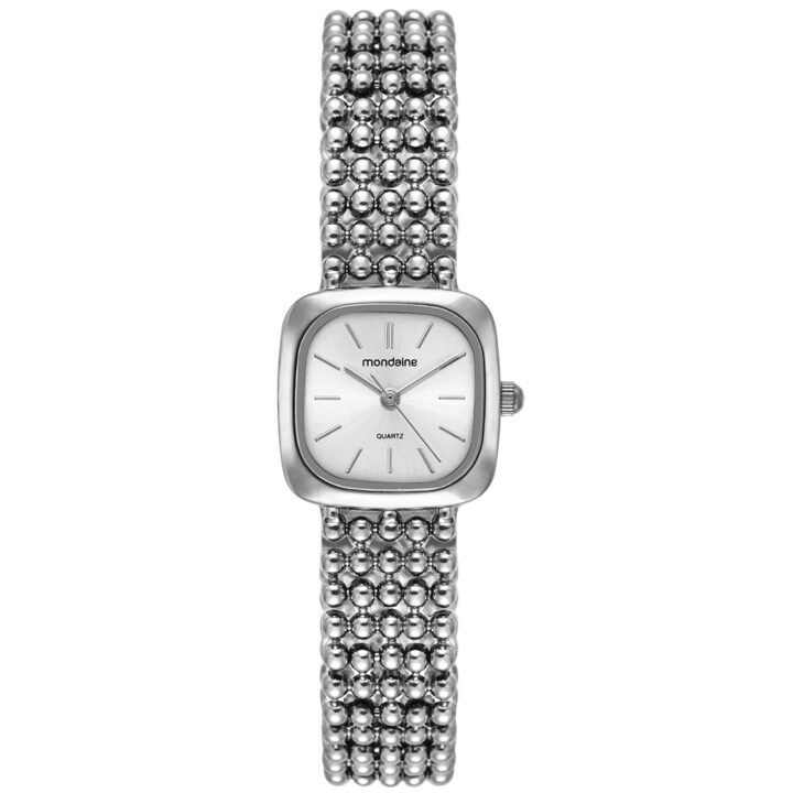 32989L0MVNM2 Relógio Mondaine Feminino Prata Quadrado Index Completo