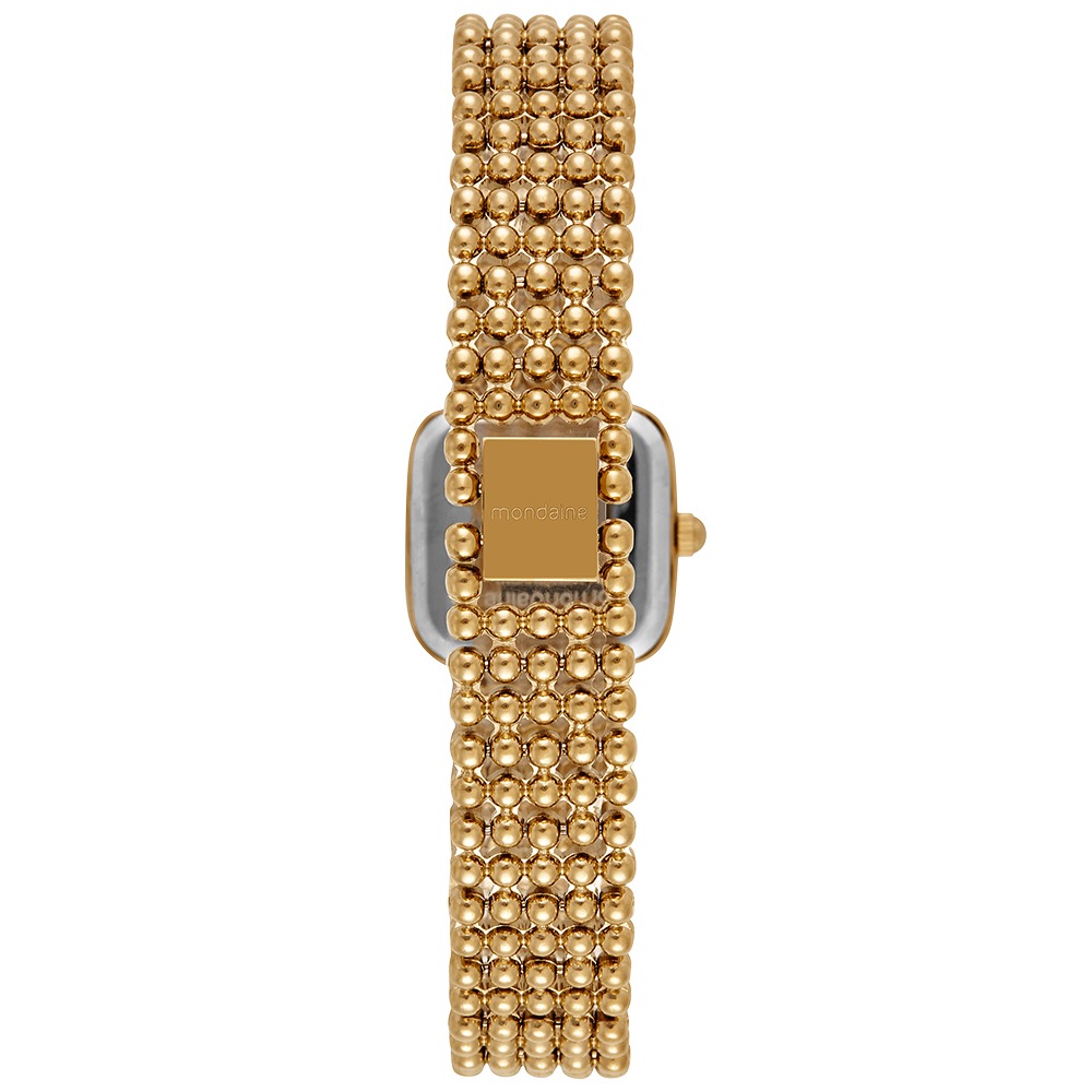 32989LPMVDM1 Relógio Mondaine Feminino Dourado Quadrado Champagne