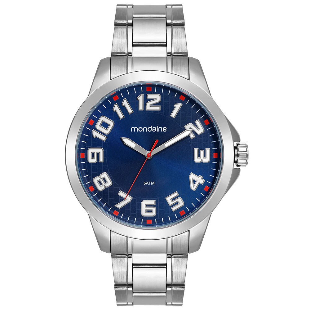 Kit Relógio Mondaine Masculino Casual Prata com Fone Bluetooth