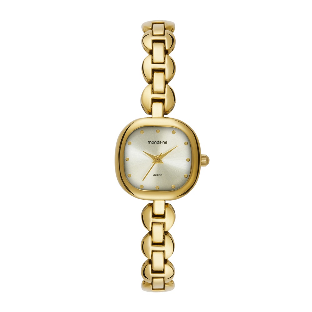 Kit Relógio Feminino Mini Dourado com Bolsa