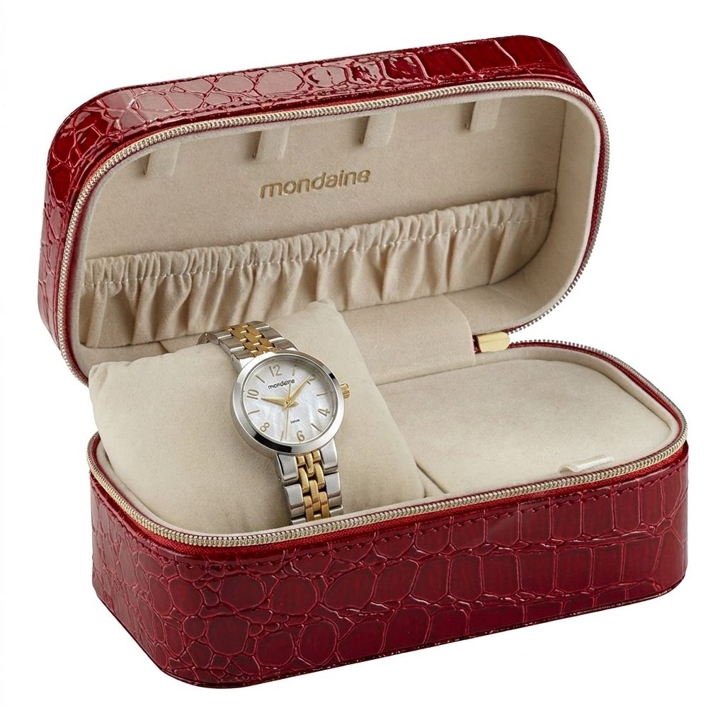 99817LPMVBE3 Kit Relógio Mondaine Feminino Bicolor Clássico