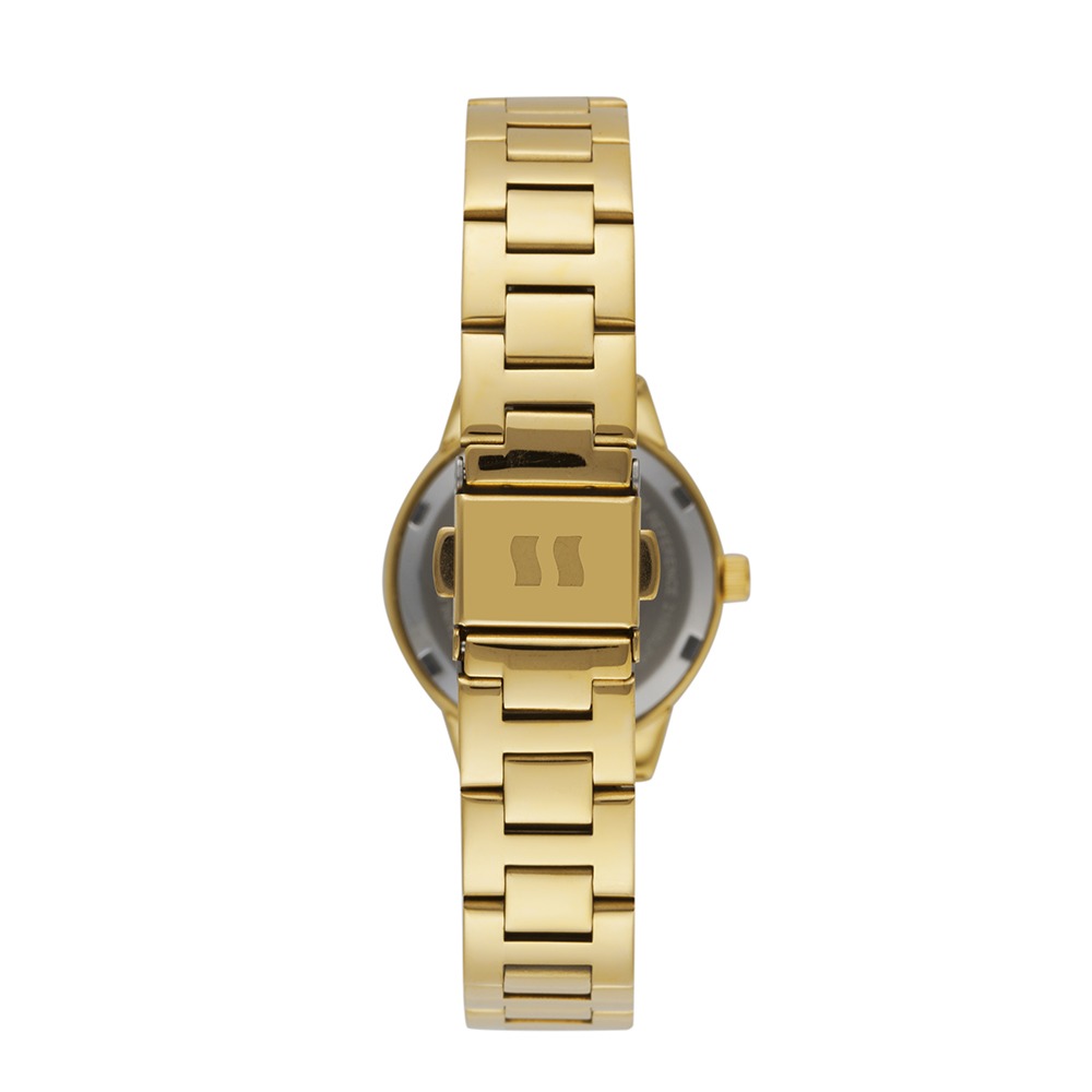 21005LPSVDS1 Relógio Seculus Feminino Dourado Cristais Numeração Romana