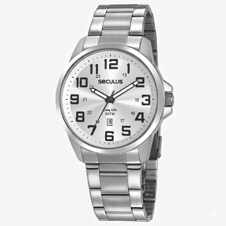 20807G0SVNA1 Relógio Seculus Masculino Casual Aço Prata
