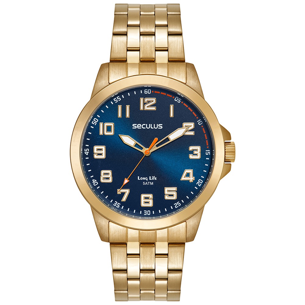 Relógio Seculus Masculino Casual Dourado