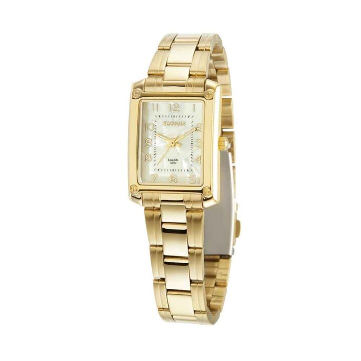 44117LPSVDA1 Relógio Seculus Feminino Retangular Madrepérola Dourado
