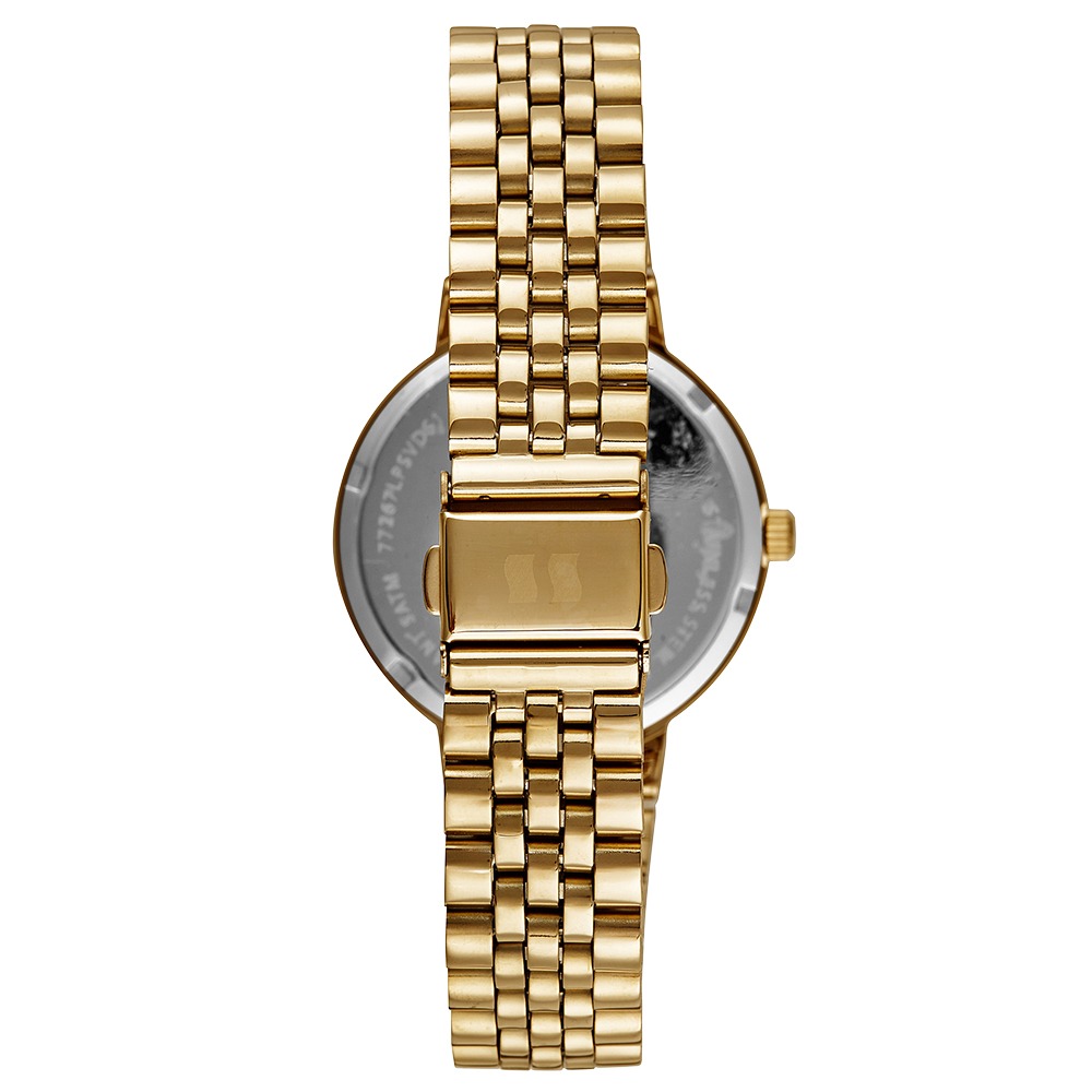 77266LPSVDS1 Relógio Seculus Feminino Cristais Dourado