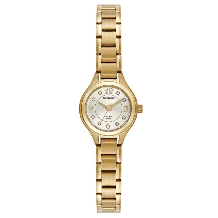 44140LPSVDA1 Relógio Seculus Feminino Aço Clássico Dourado