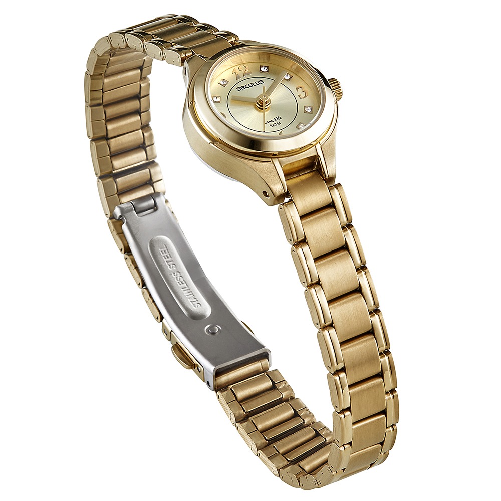 44140LPSVDA1 Relógio Seculus Feminino Aço Clássico Dourado