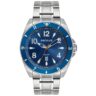 Relógio Seculus Masculino Aço Visor Azul e Calendário Prata