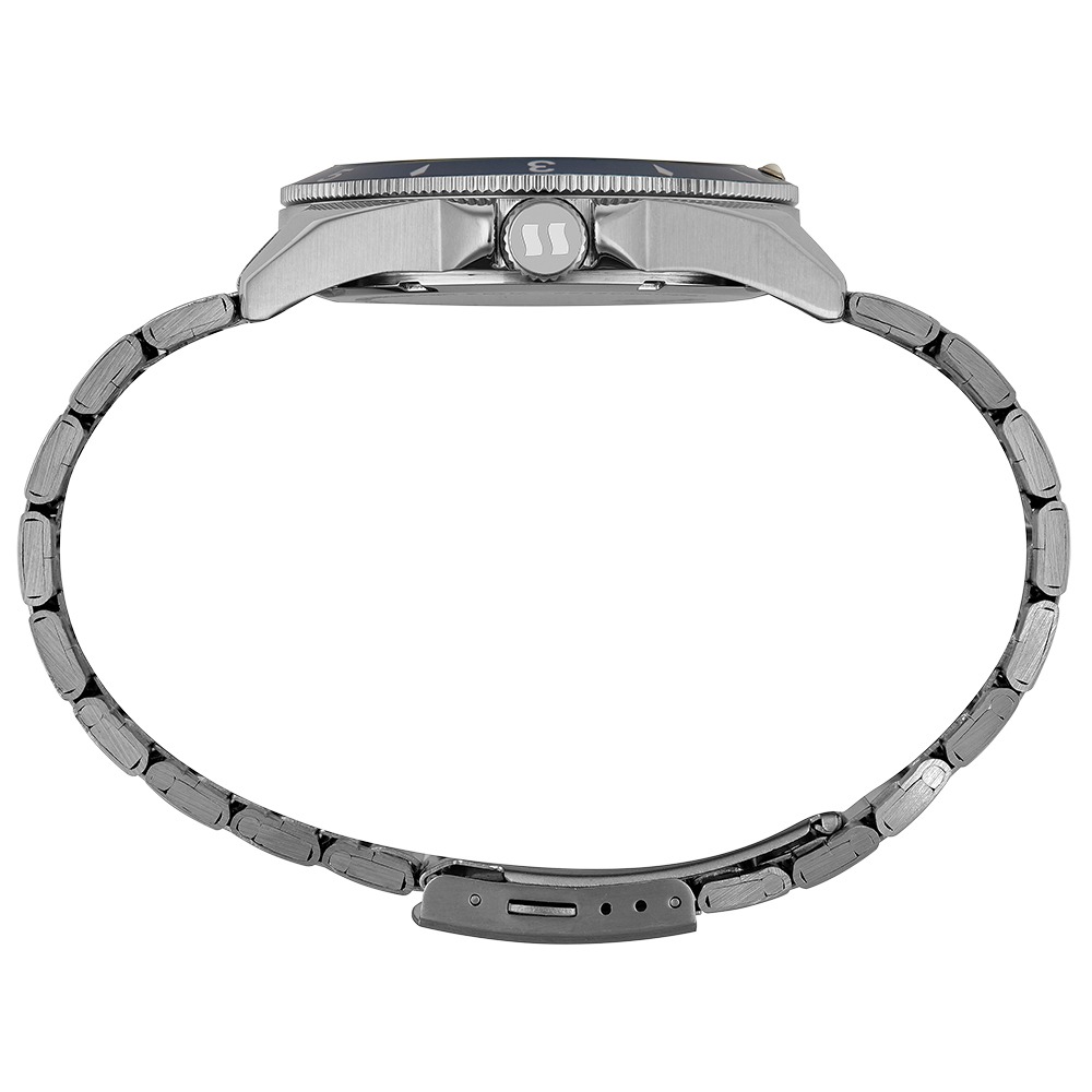 Relógio Seculus Masculino Aço Visor Azul e Calendário Prata