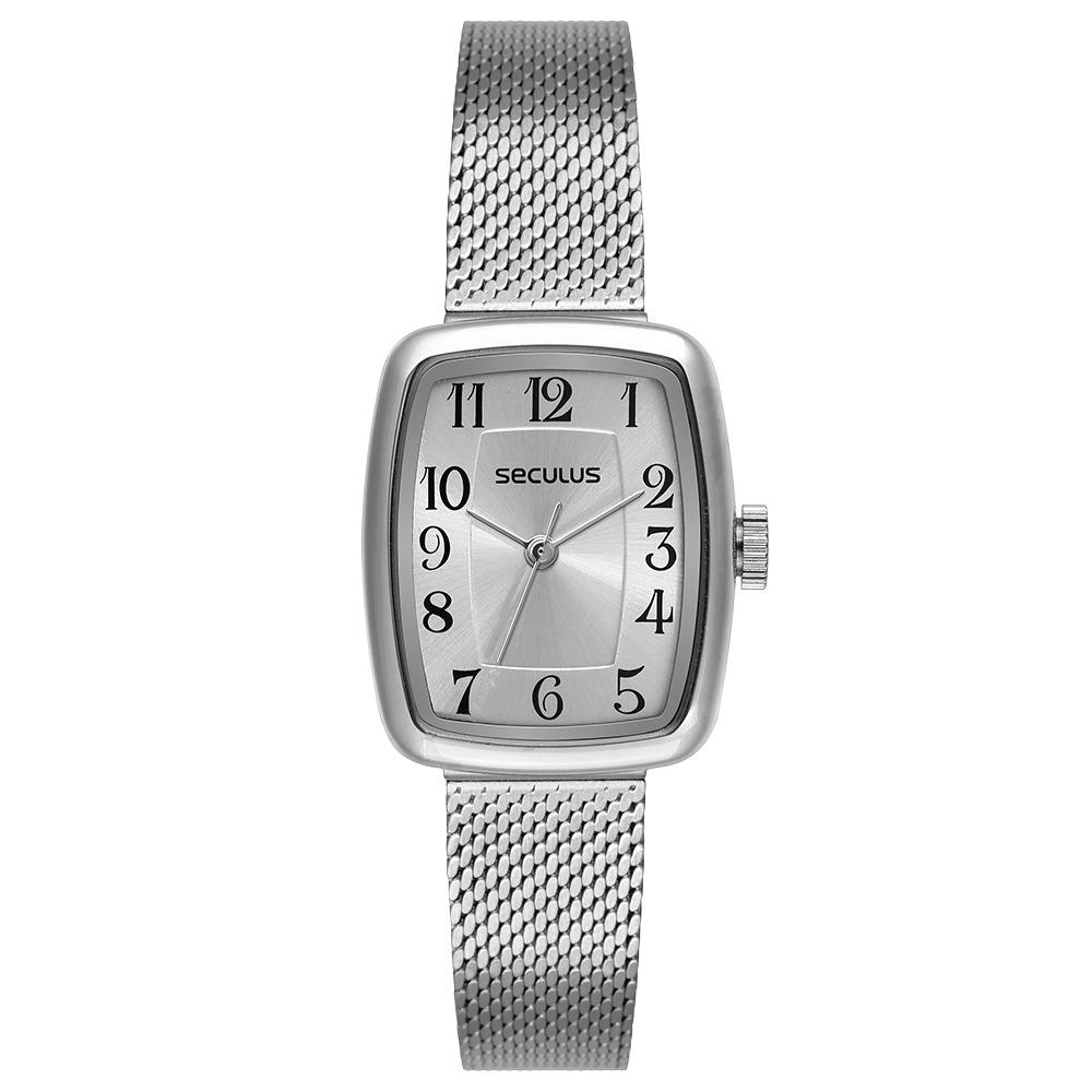 77342L0SVNS3 Relógio Seculus Feminino Prata Numeração Completa