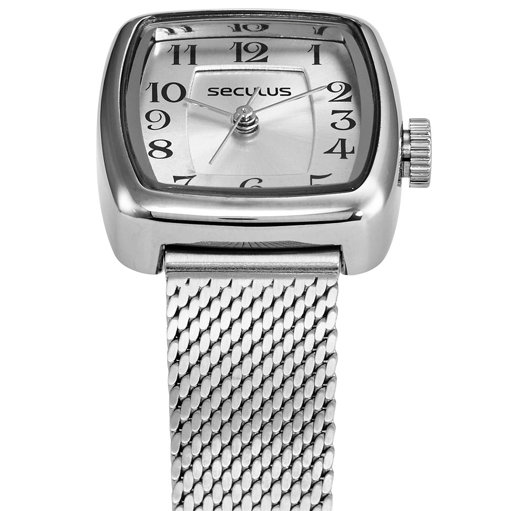 77342L0SVNS3 Relógio Seculus Feminino Prata Numeração Completa
