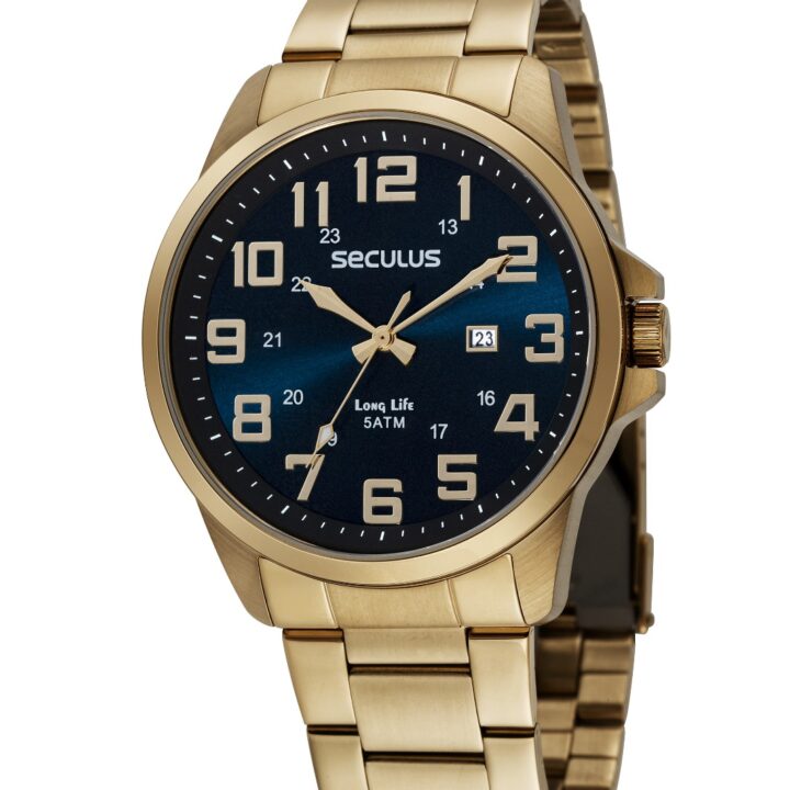 44042GPSVDA2 Relógio Masculino Long Life Dourado