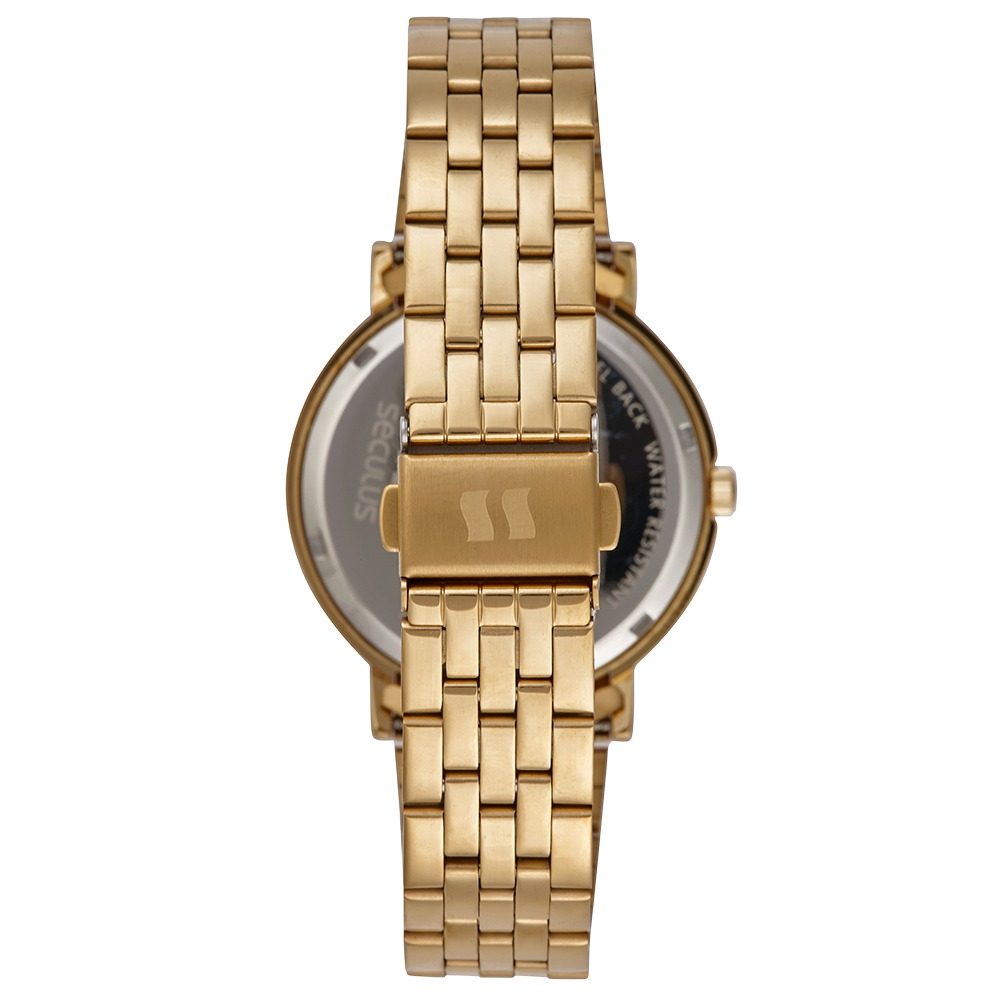 Relógio Seculus Feminino Dourado com Vidro Facetado