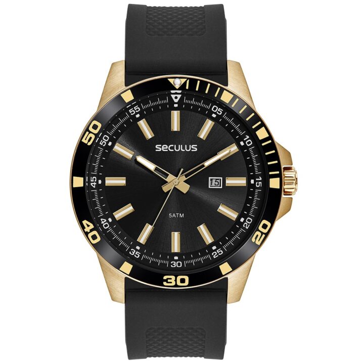44227GPSVDU3 Relógio Seculus Masculino Calendário Pulseira Silicone