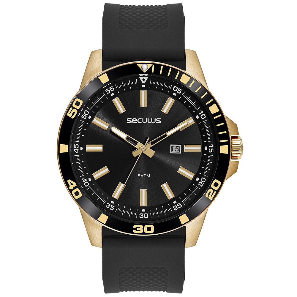 44227GPSVDU3 Relógio Seculus Masculino Calendário Pulseira Silicone