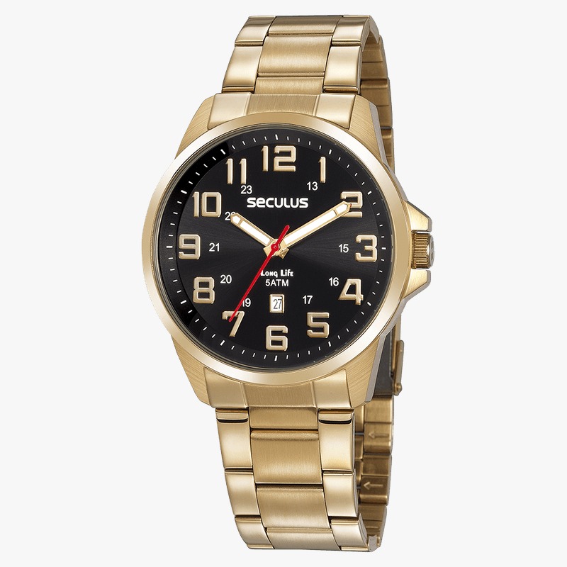 Relógio Seculus Masculino Dourado