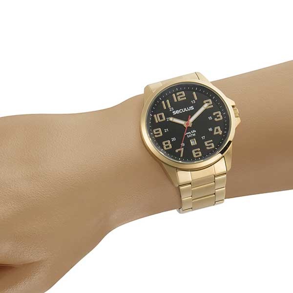 Relógio Seculus Masculino Dourado