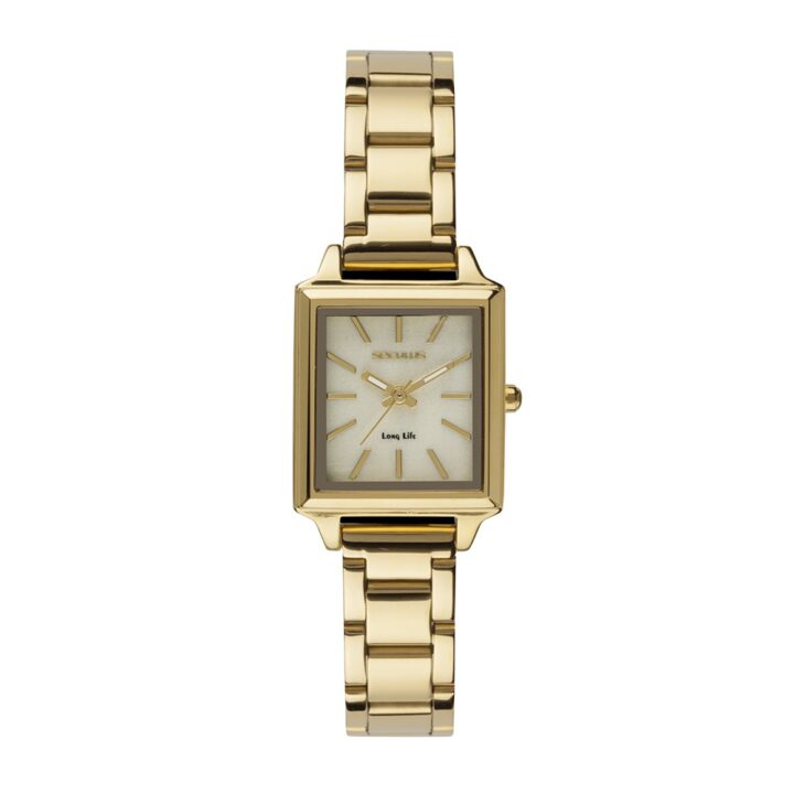 44338LPSVDA1 Relógio Feminino Quadrado Dourado