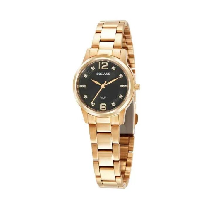 44089LPSVDA1 Relógio Seculus Feminino Casual Dourado