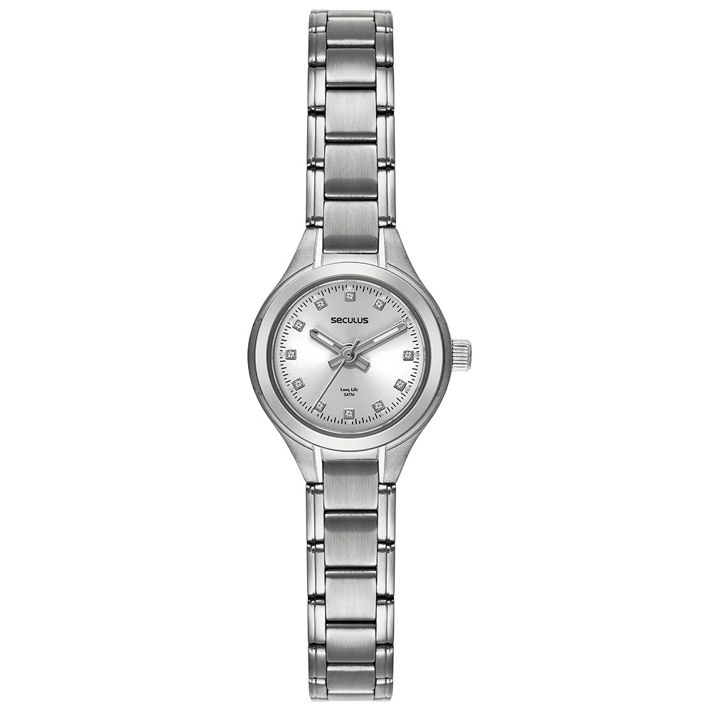 44190L0SVNA2 Relógio Seculus Feminino Cristais Prata