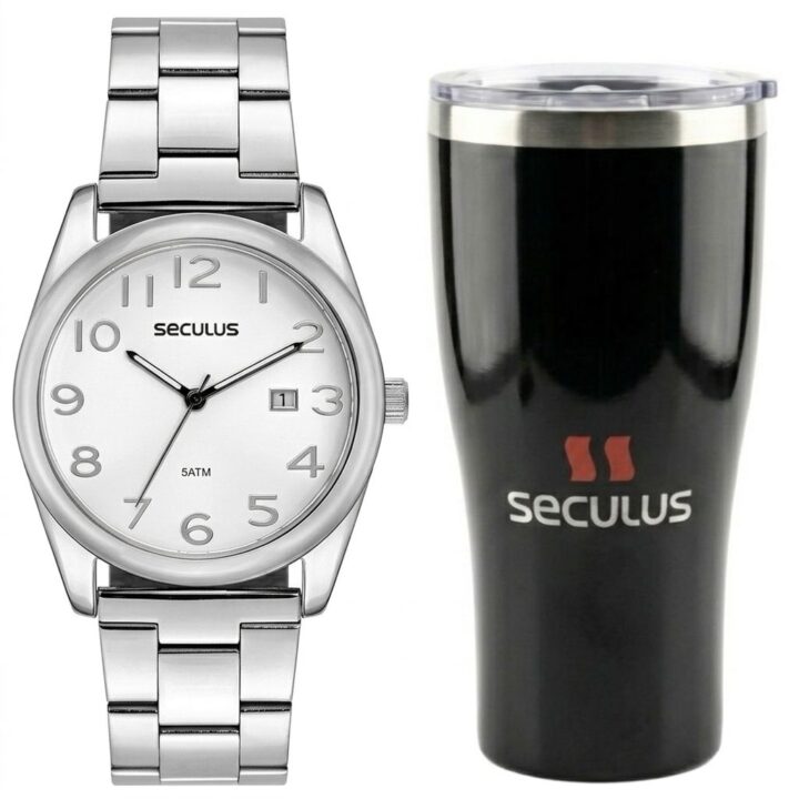 21000G0SVNA1 Kit Relógio Seculus Masculino Prata
