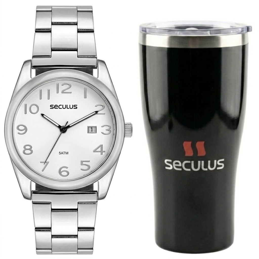 21000G0SVNA1 Kit Relógio Seculus Masculino Prata