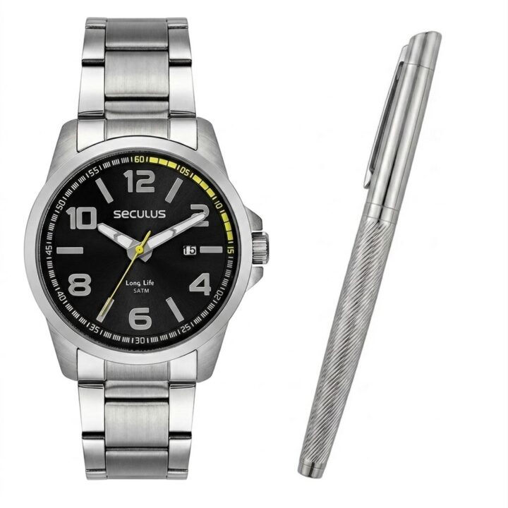 44202G0SVNA1 Relógio Seculus Masculino com Calendário Prata