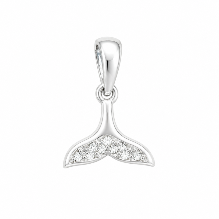 RABO DE BALEIA Pingente Cauda de Baleia Com Zircônias Prata 925