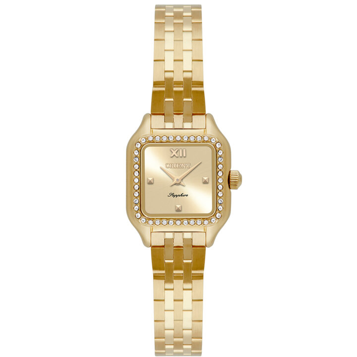 LGSS0076-C3KX Relógio Orient Mini Feminino Analógico Dourado Com Cristais Swarovski