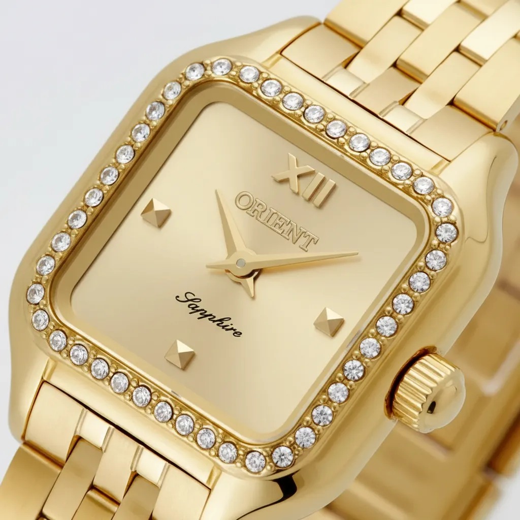 LGSS0076-C3KX Relógio Orient Mini Feminino Analógico Dourado Com Cristais Swarovski