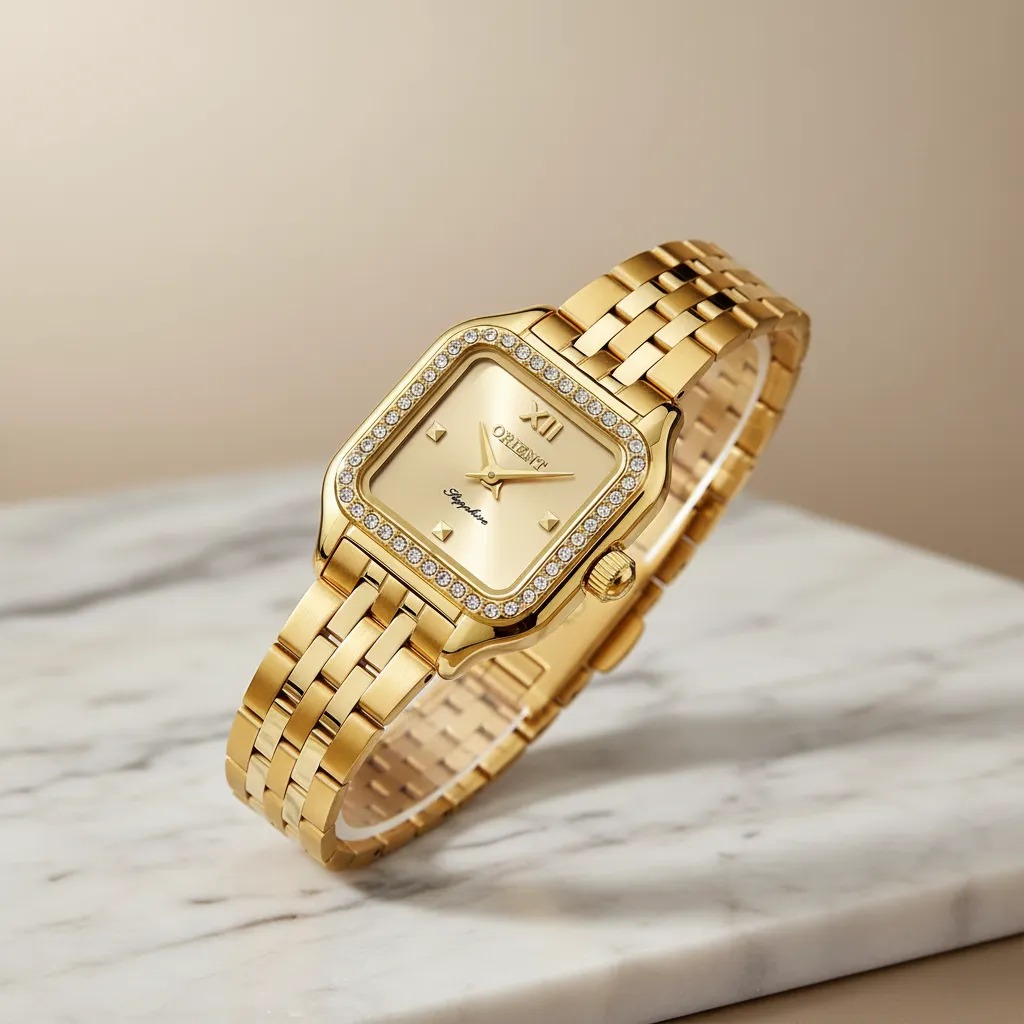 LGSS0076-C3KX Relógio Orient Mini Feminino Analógico Dourado Com Cristais Swarovski