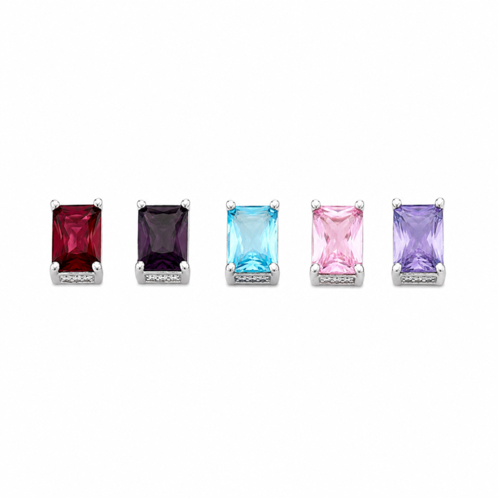 PINGENTE RETANGULAR COLORS PF289 Pingente Retangular Zircônia Colorida Prata 925